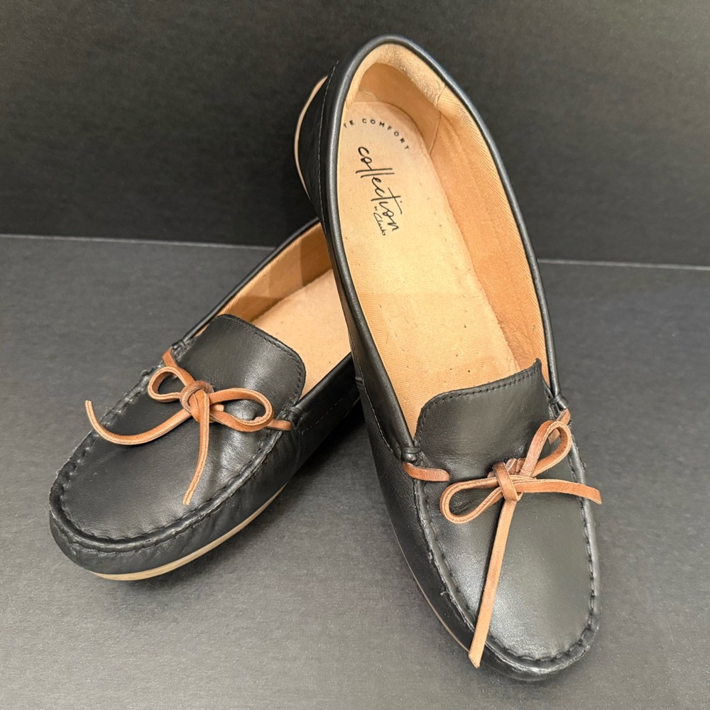 Clarks Black Leather Boat/Driving Shoe - Picture 1 of 7